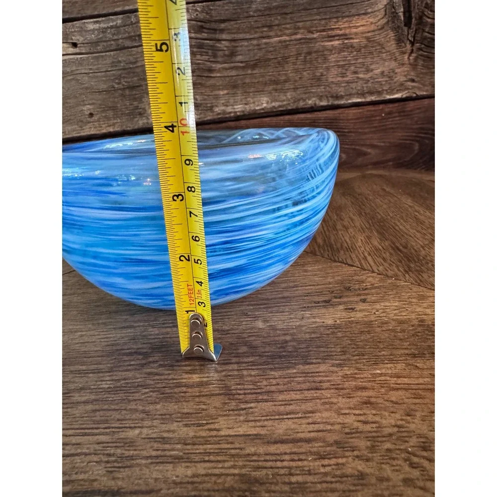 Kosta Boda Contrast Blue Swirl Glass Bowl Anna Ehrner Sweden 7.25